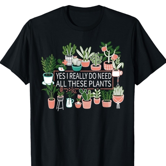 None Tops - Plant Lady Graphic T-Shirt with Plant Design Black Size 2X NWT